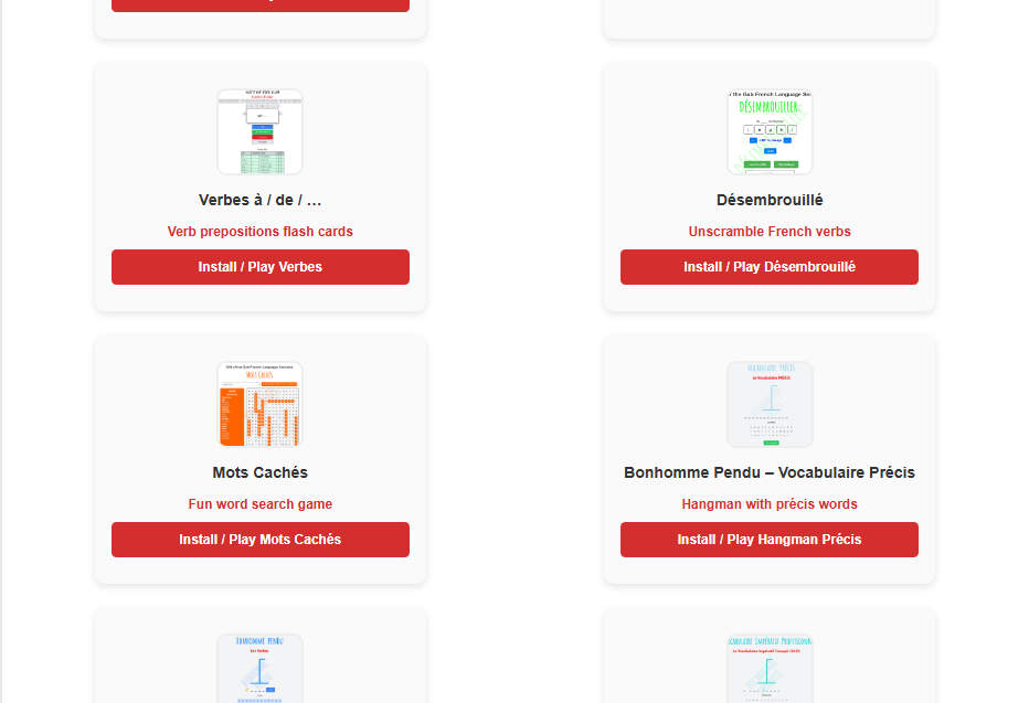 More French apps variety